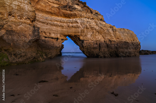 beach at night with blue sky at the south of portugal