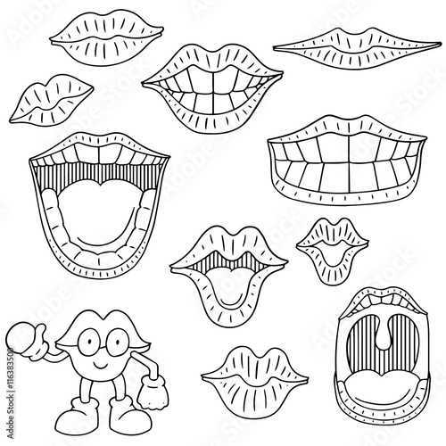 vector set of mouth