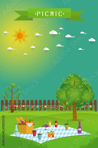 Outdoor picnic in garden