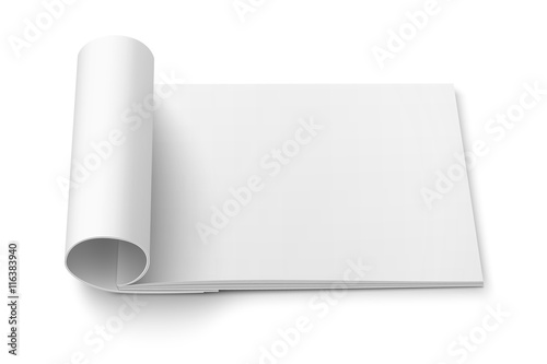 Blank open magazine template, wide format.