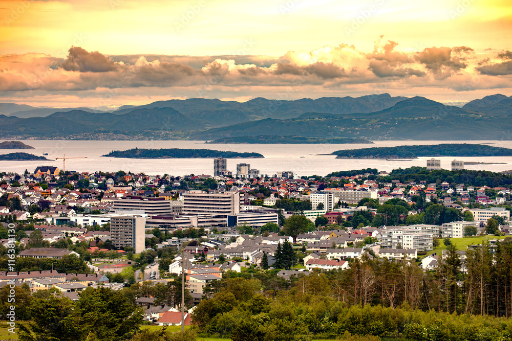 Panoramic view city of Stavanger in Norway.
