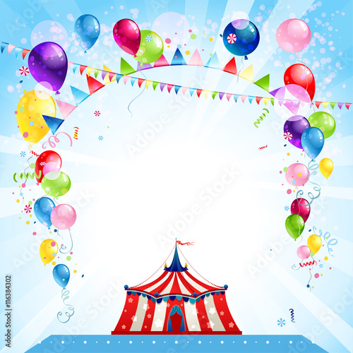 Festive bright card with tent