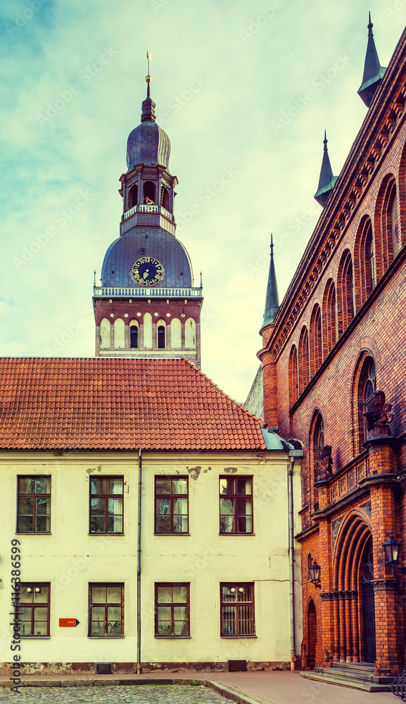 Medieval church of Dome Cathedral in Riga that is the capital of Latvia and famous tourist city in Baltic region Medieval church of Dome Cathedral in Riga that is the capital of Latvia and famous tourist city in Baltic region