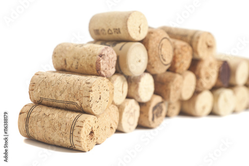 Wine corks isolated on white background