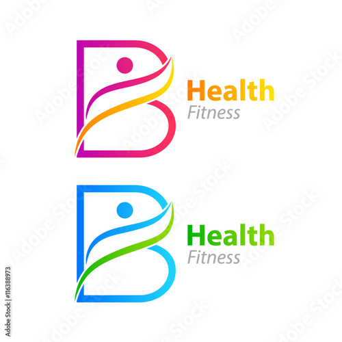 Abstract letter B logo design template with Health Fitness Logo