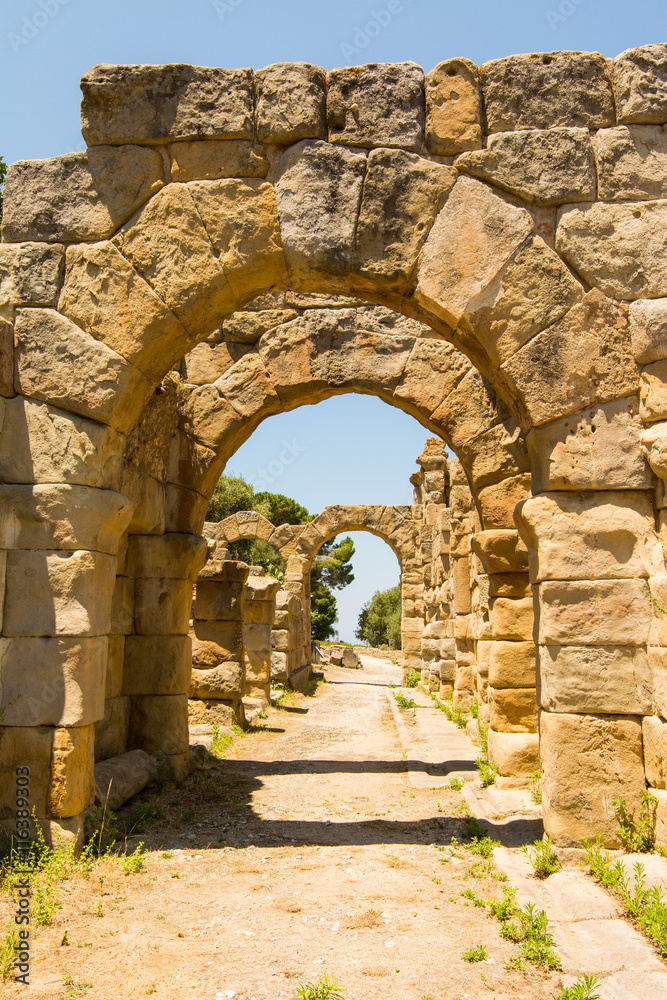 view ancient  roman city of Tindarys, Sicily