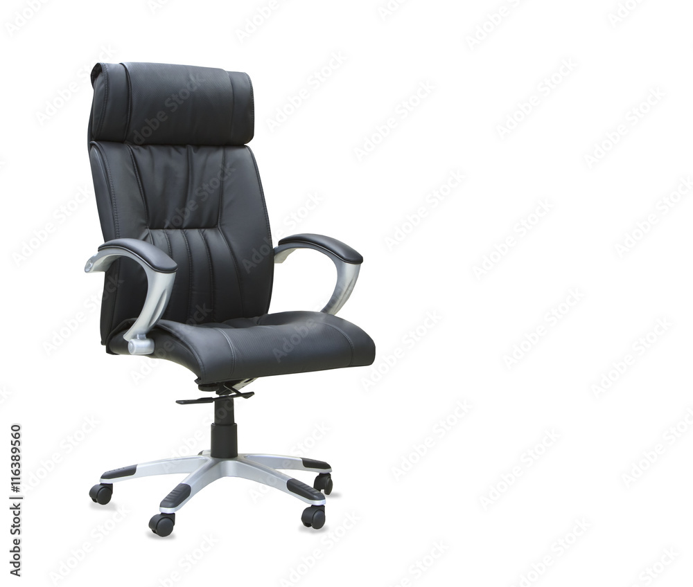 The office chair from black leather. Isolated The office chair from black leather. Isolated
