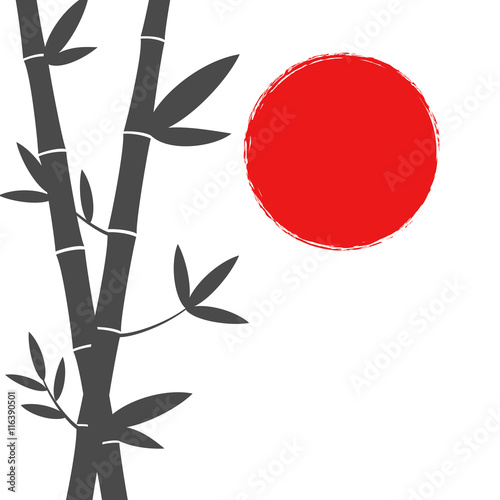 Japanese style bamboo and sun background