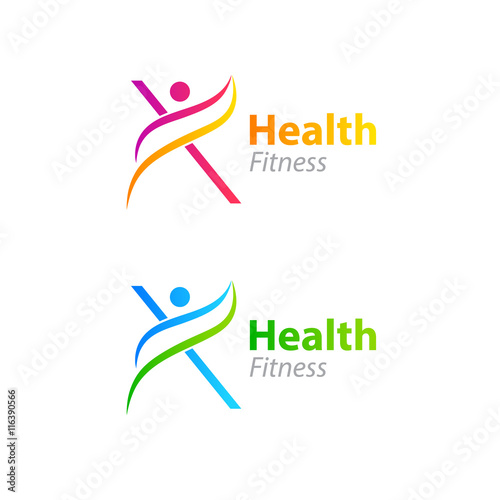 Abstract letter X logo design template with Health Fitness Logo