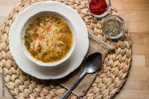 Traditional turkish chicken broth soup