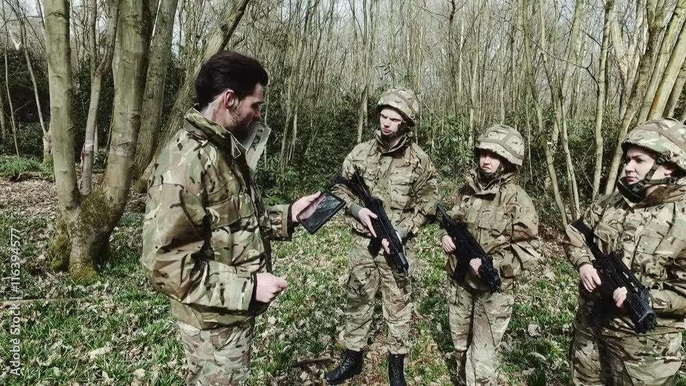 Army training in forest Army training in forest