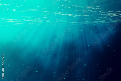Underwater sea, ocean with light rays. 3d illustration
