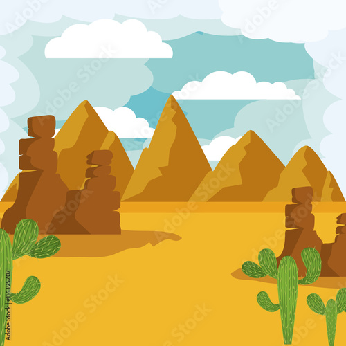 desert landscape isolated icon design  vector illustration  graphic 