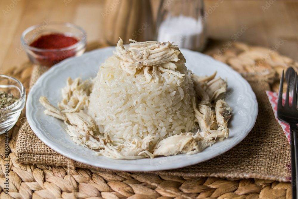 Traditional Turkish chicken on a rice (tavuklu pilav). Traditional Turkish chicken on a rice (tavuklu pilav).
