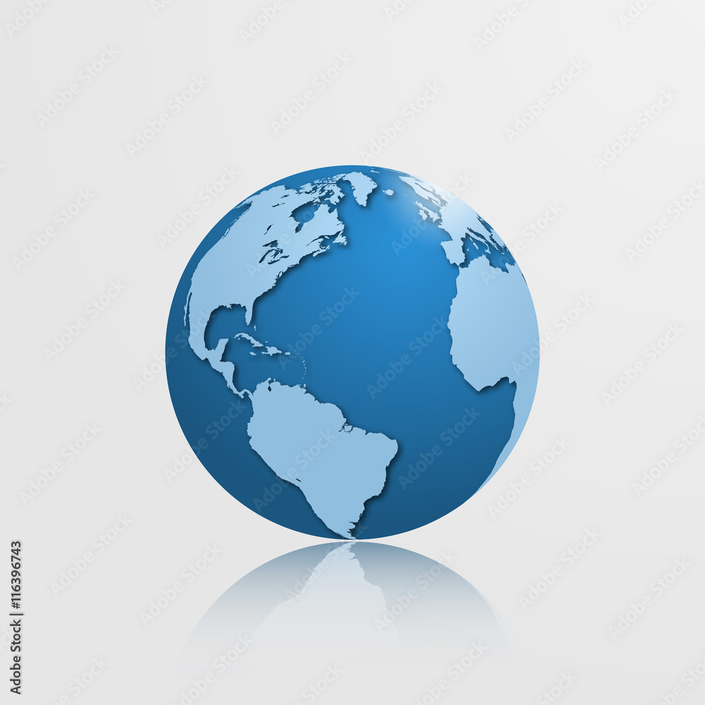 High detailed globe with North America, South America, Europe High detailed globe with North America, South America, Europe