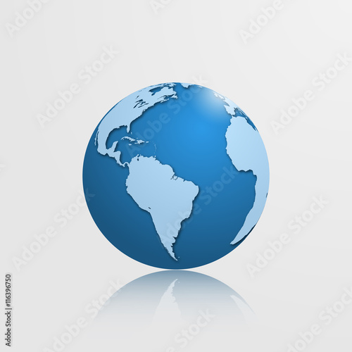 High detailed globe with South America. Vector illustration.