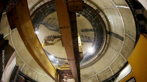 Construction site. Process of building a nuclear power plant. Reactor hall. HD photo