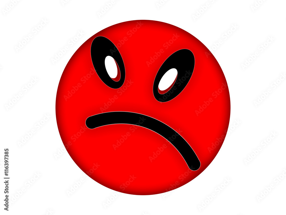 Red angry face on a white background