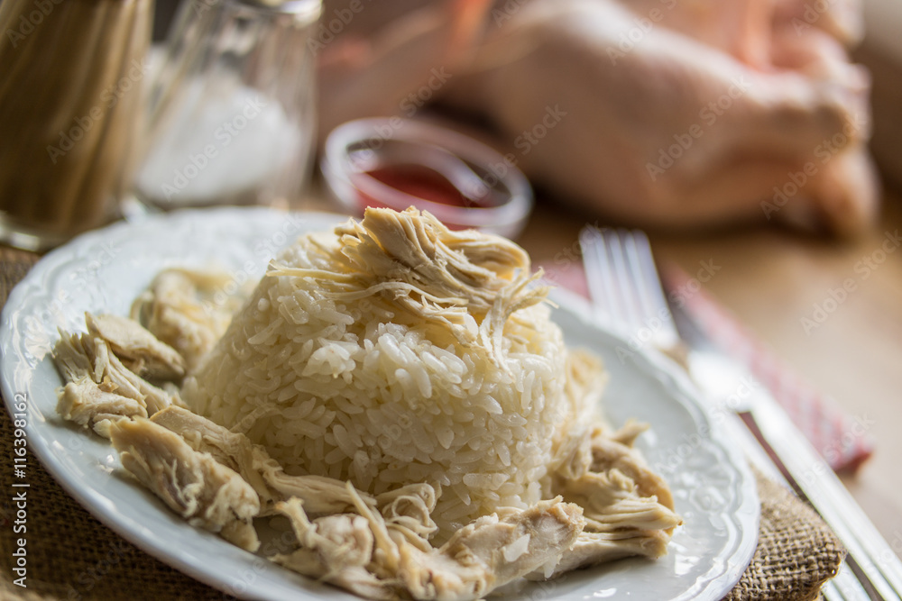 Traditional Turkish chicken on a rice (tavuklu pilav).