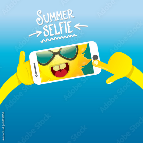 Summer selfie vector concept background.