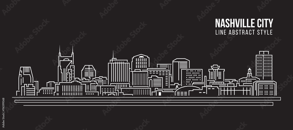 Cityscape Building Line art Vector Illustration design - Nashville city