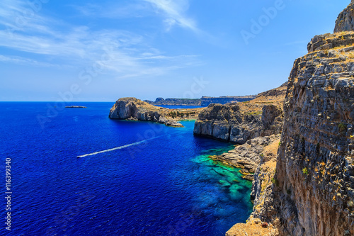 Aerial View at Saint Paul Bay from Lindos Rhodes island,