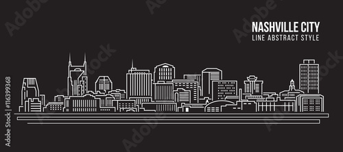 Cityscape Building Line art Vector Illustration design - Nashville city photo