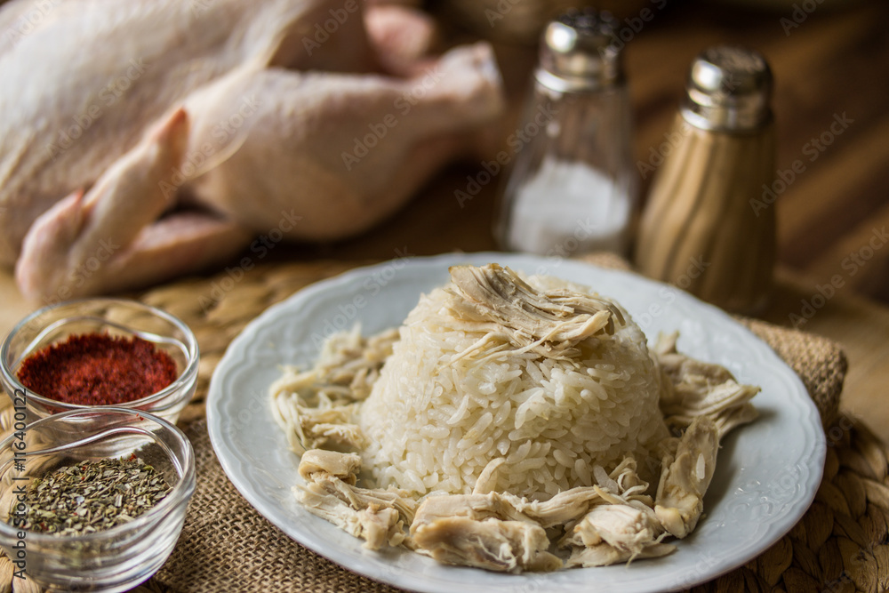 Traditional Turkish chicken on a rice (tavuklu pilav). Traditional Turkish chicken on a rice (tavuklu pilav).