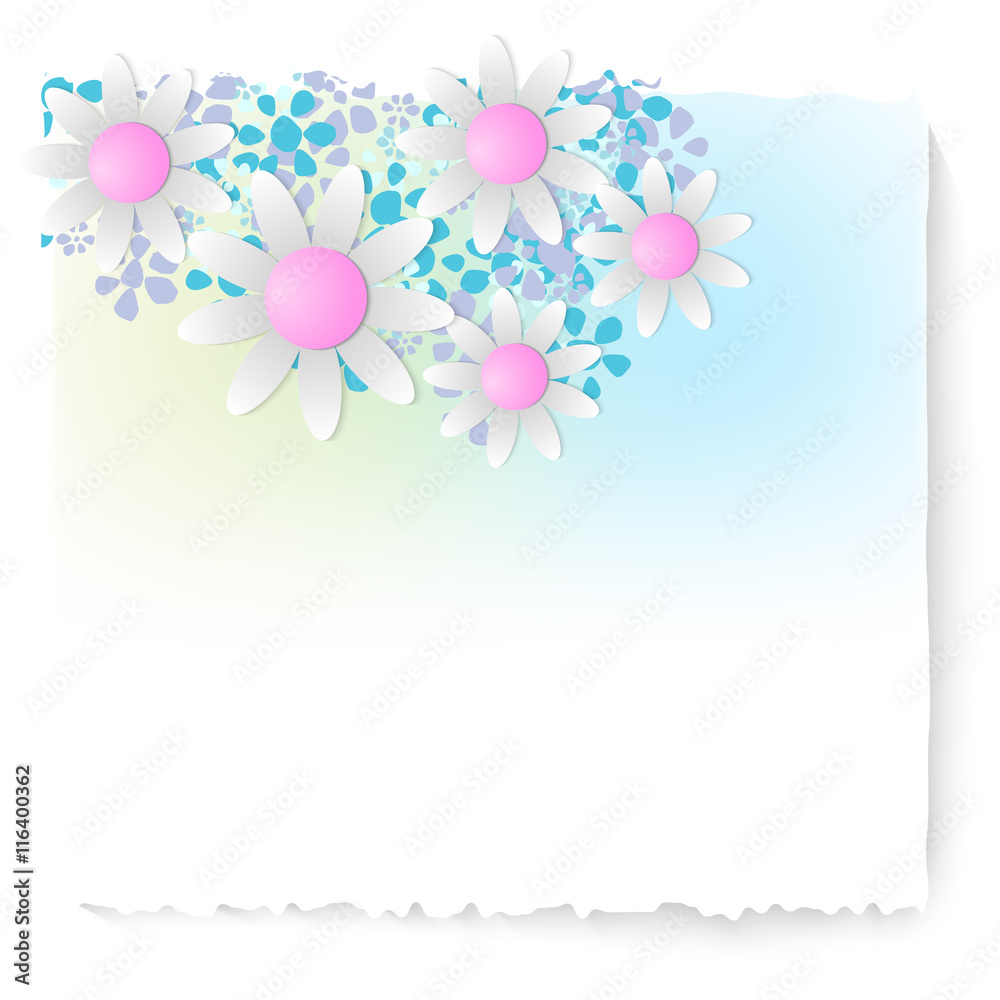 Slip of paper and different flowers Slip of paper and different flowers