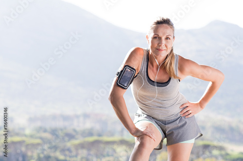 Mature woman jogging