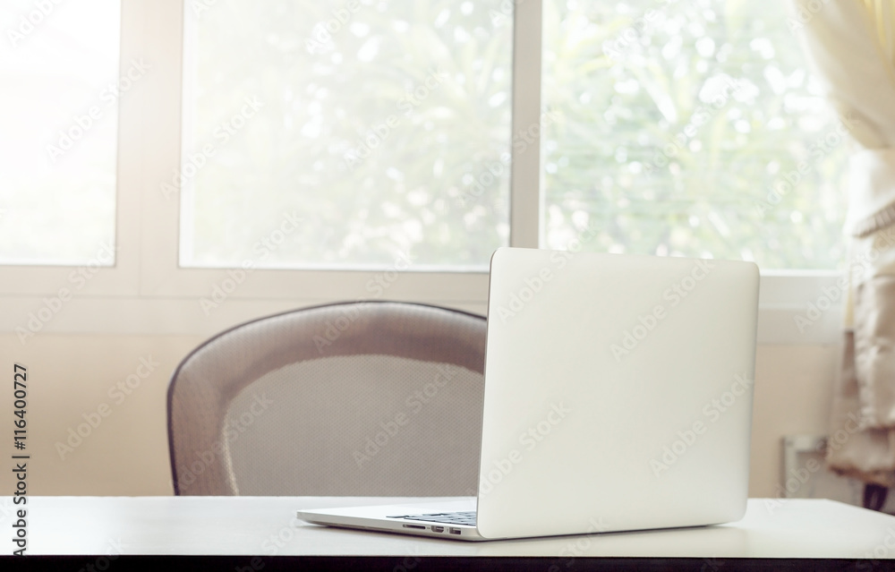 Laptop on office desk - vintage effect style pictures