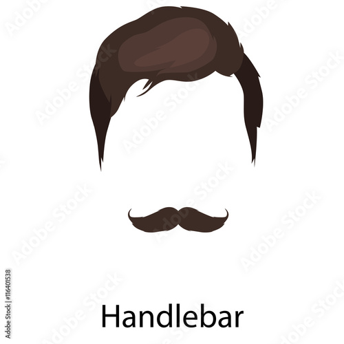 Men cartoon hairstyles with beards and mustache.Vector illustration with isolated hipsters hairstyles on a white background.