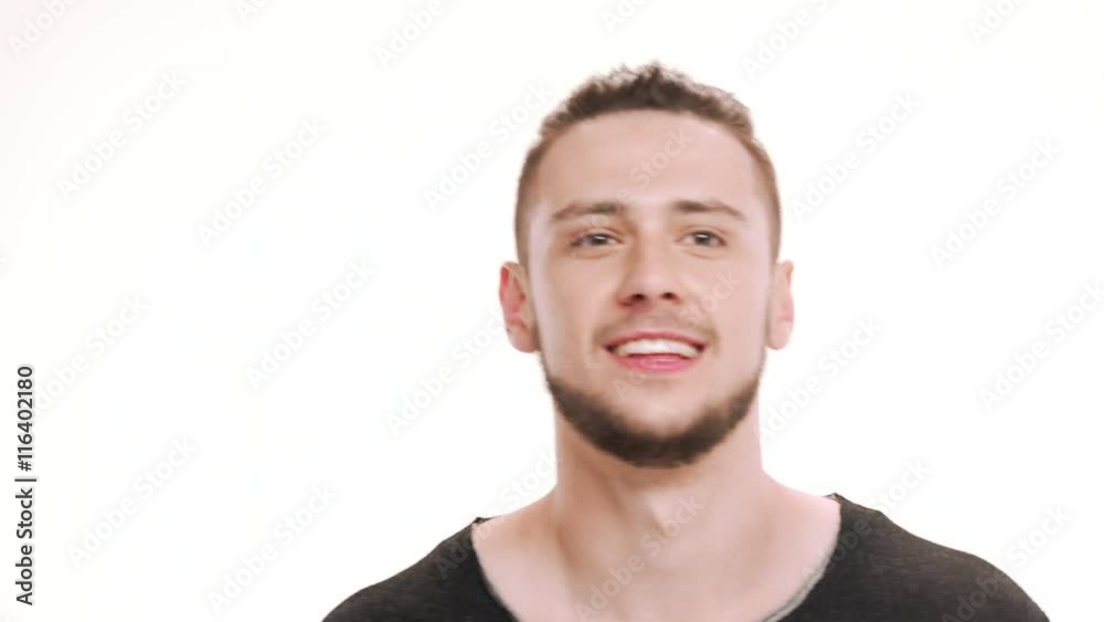 Portrait of young handsome man rejoicing. Portrait of young handsome man rejoicing.