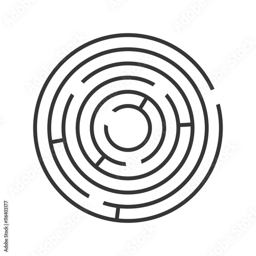 Circle Ring Maze on White Background. Vector