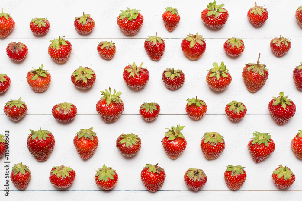 Strawberry pattern on wooden table