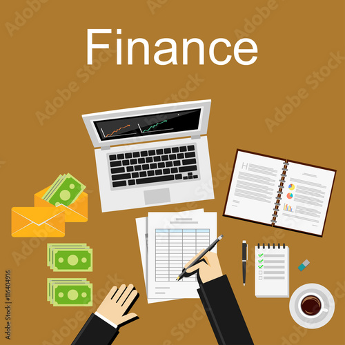 Finance illustration. Flat design illustration concepts for business, planning, management, finance, accounting, business statistics, working, investment.
