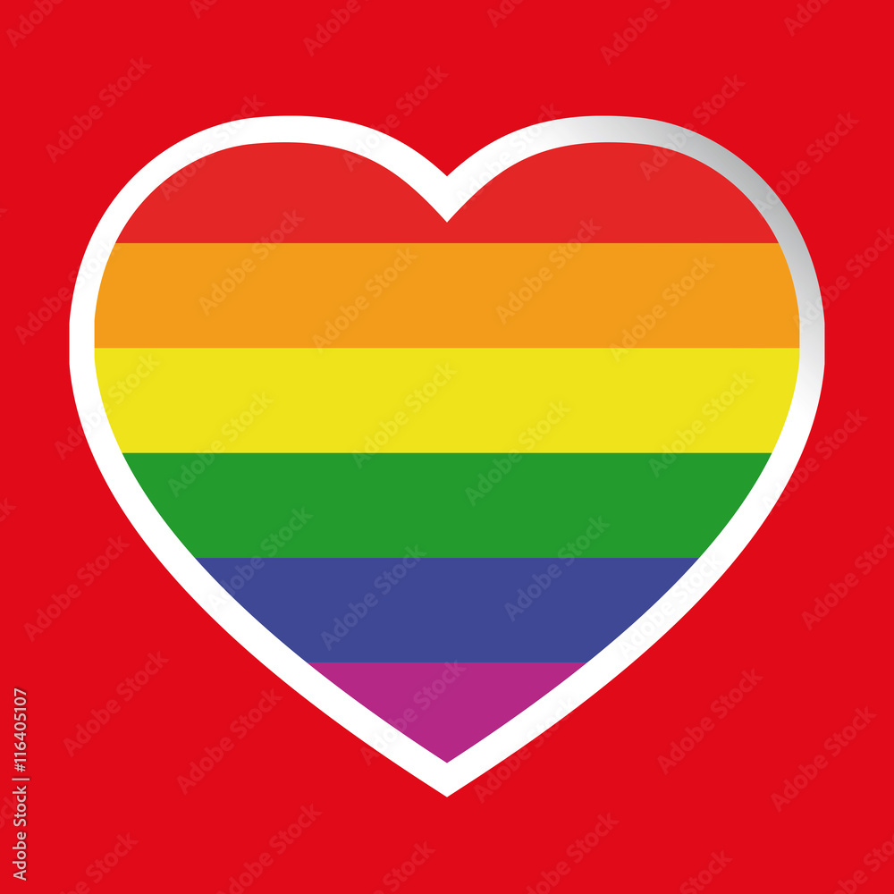 rainbow flag LGBT symbol on heart vector rainbow flag LGBT symbol on heart vector
