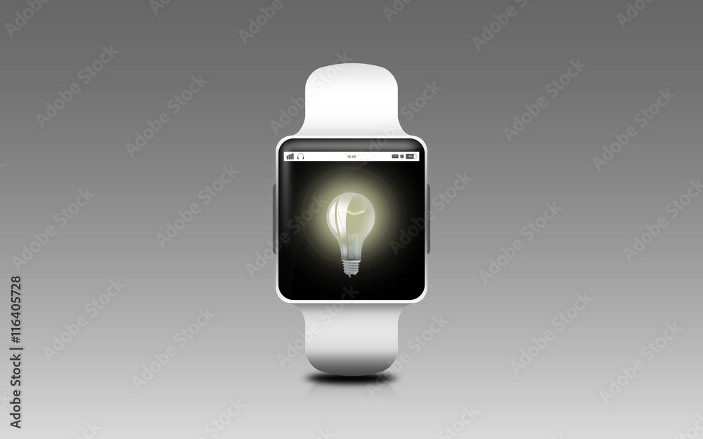 illustration of smart watch with light bulb icon illustration of smart watch with light bulb icon