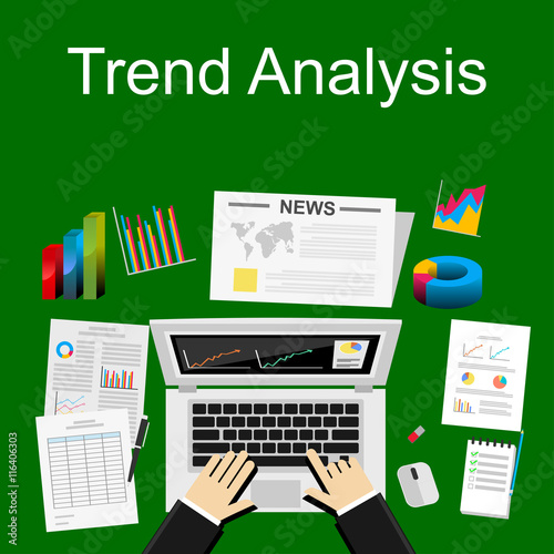 Flat design concepts for trend analysis, marketing analysis, statistics, business plan.
