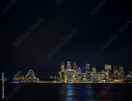 sydney harbour CBD opera house skyline in australia at night