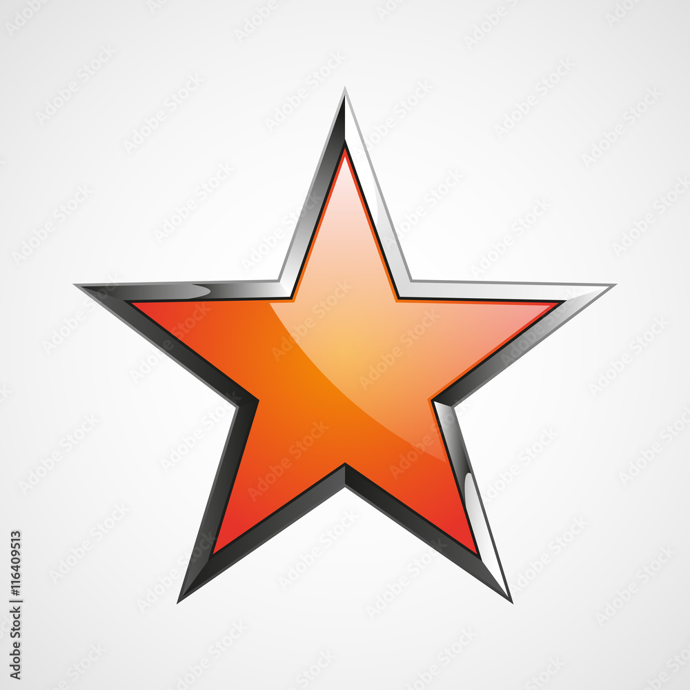 Fototapeta premium Orange star logo with metal elements for your design, vector ilustration
