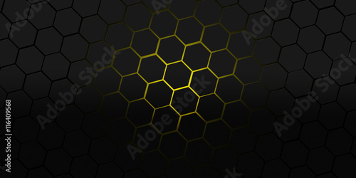 black and yellow hexagons modern background illustration
