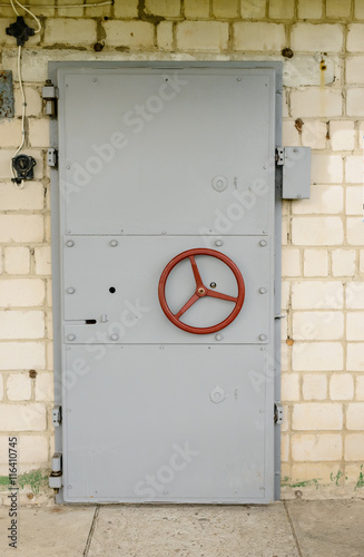 Old fashioned reinforced steel vault door
