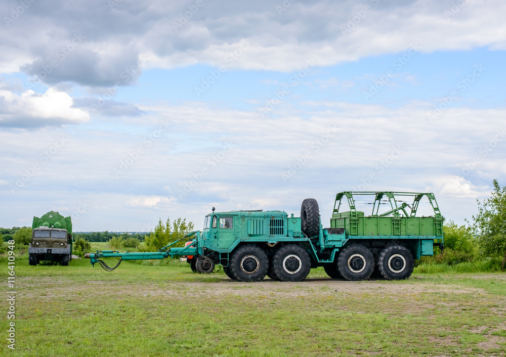 Large truck with missle carrier Large truck with missle carrier
