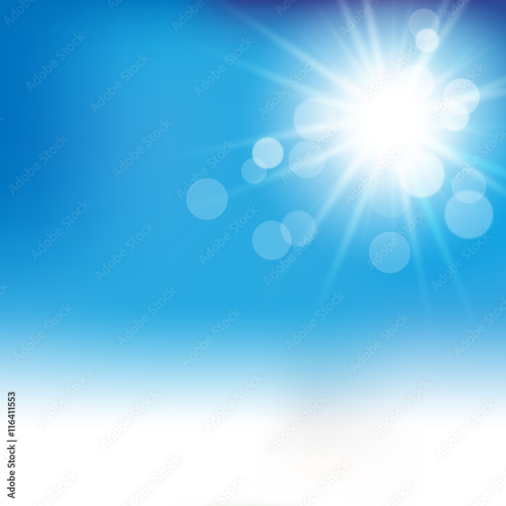 Obraz premium Blauer Hintergrund Himmel und Sonne