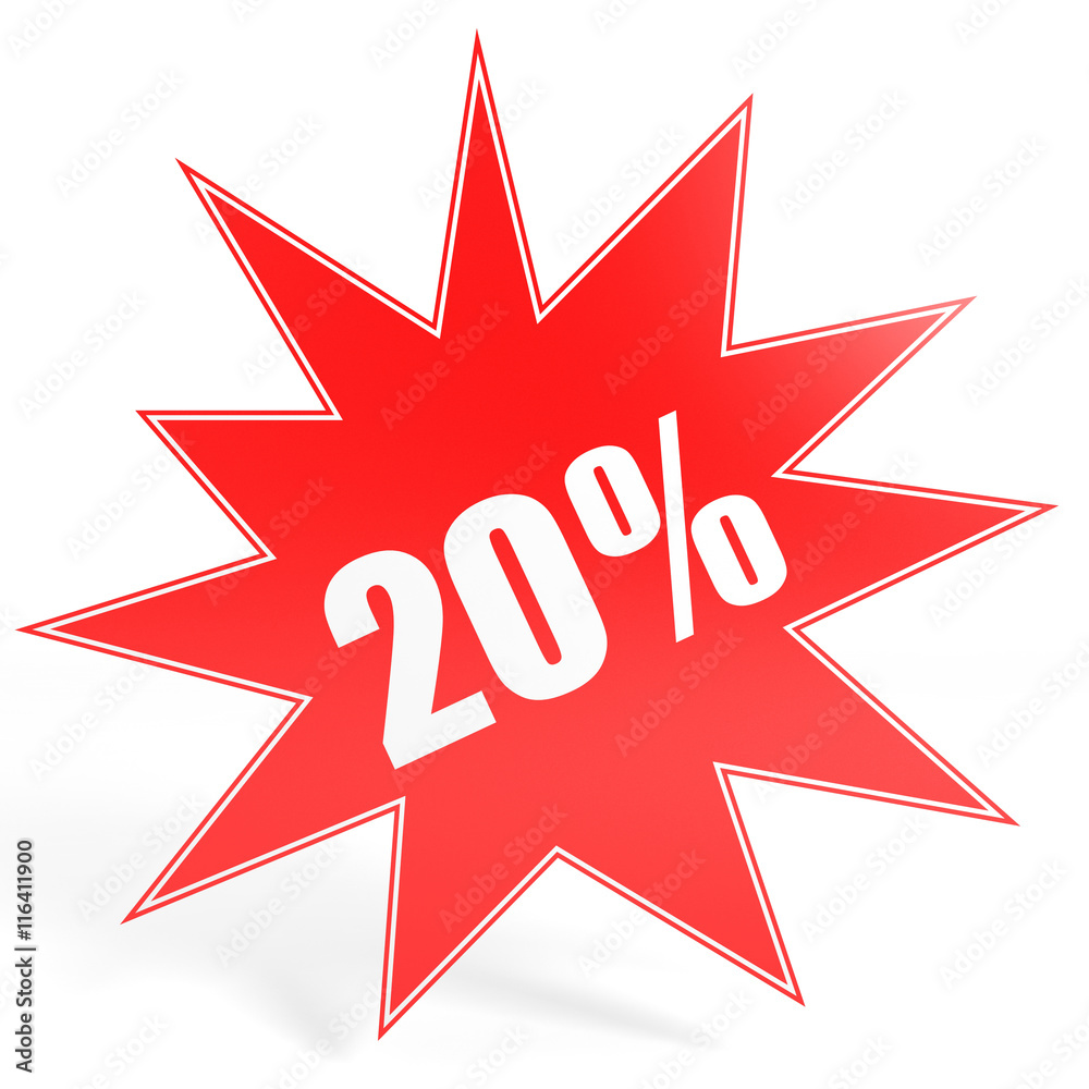 Discount 20 percent off. 3D illustration. Discount 20 percent off. 3D illustration.