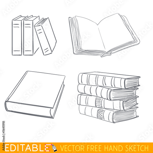 Books icon set. Editable vector graphic in linear style.