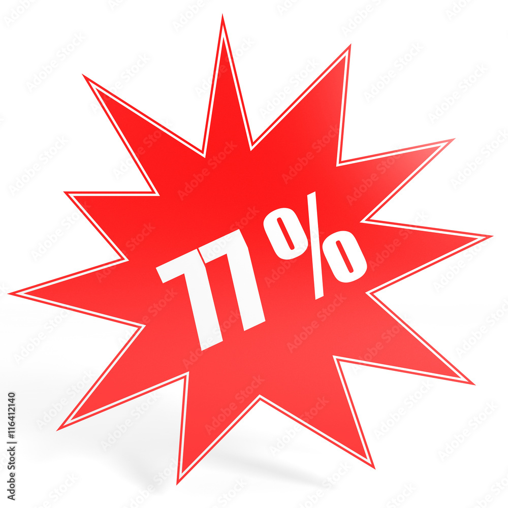 Discount 77 percent off. 3D illustration. Discount 77 percent off. 3D illustration.