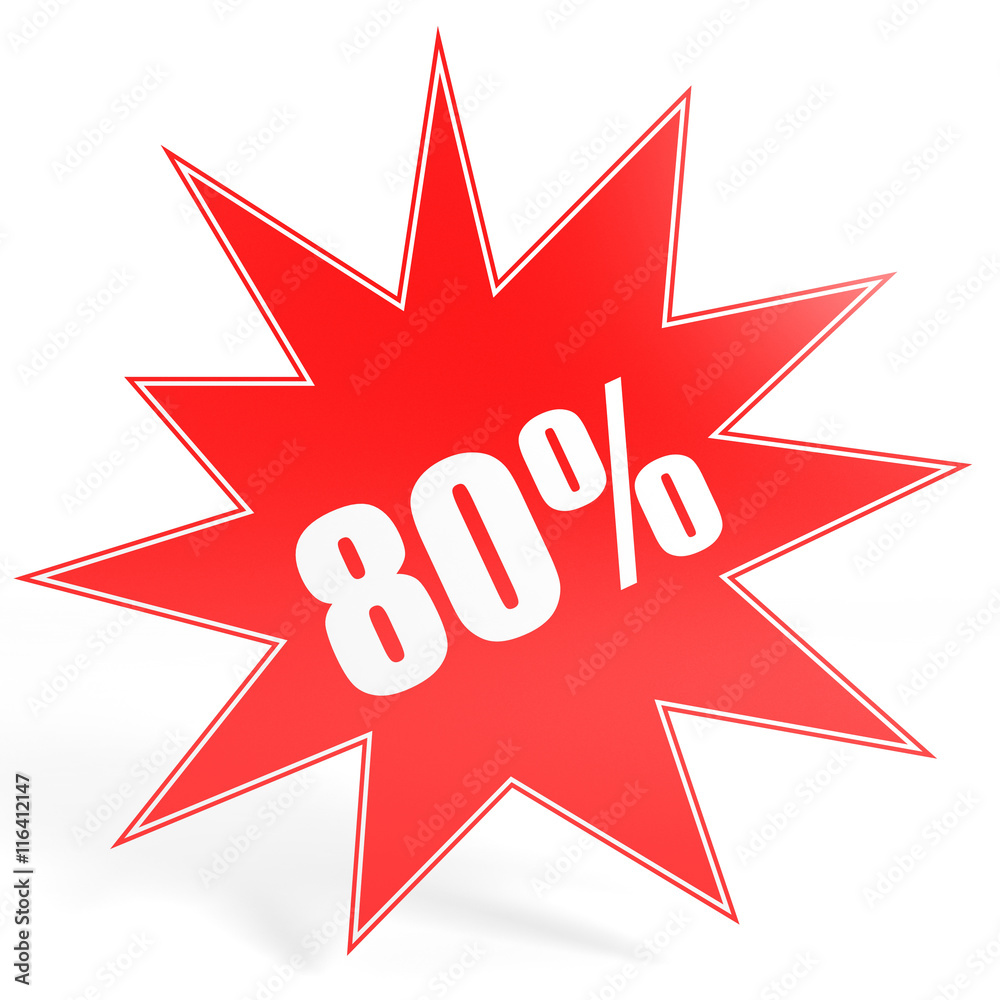 Discount 80 percent off. 3D illustration. Discount 80 percent off. 3D illustration.