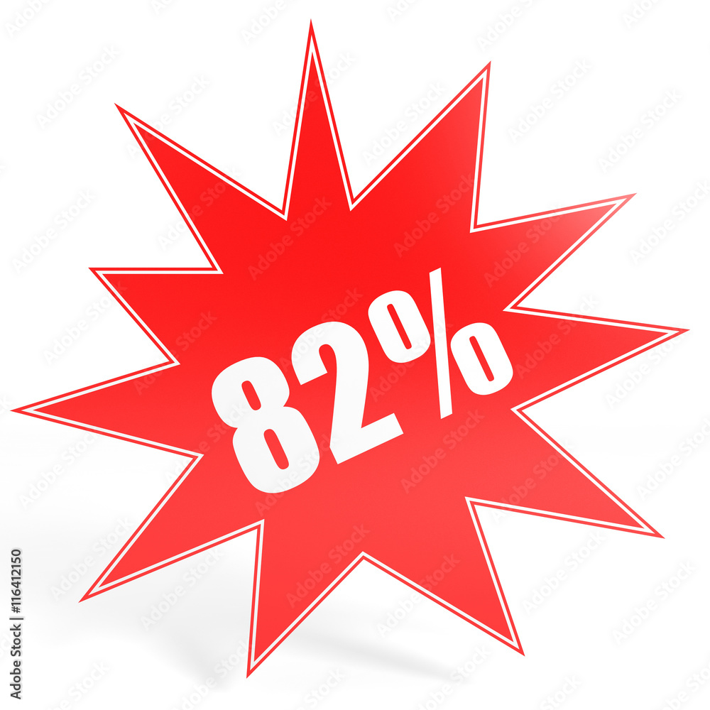 Discount 82 percent off. 3D illustration. Discount 82 percent off. 3D illustration.